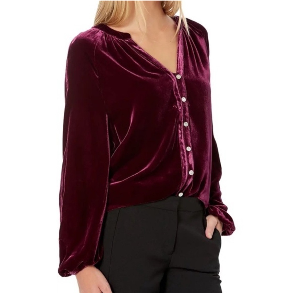 Faherty Naomi Velvet‎ Blouse Maroon S